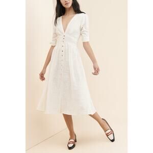 Free People Love Of My Life Midi Dress Ivory Gauze Button Up S